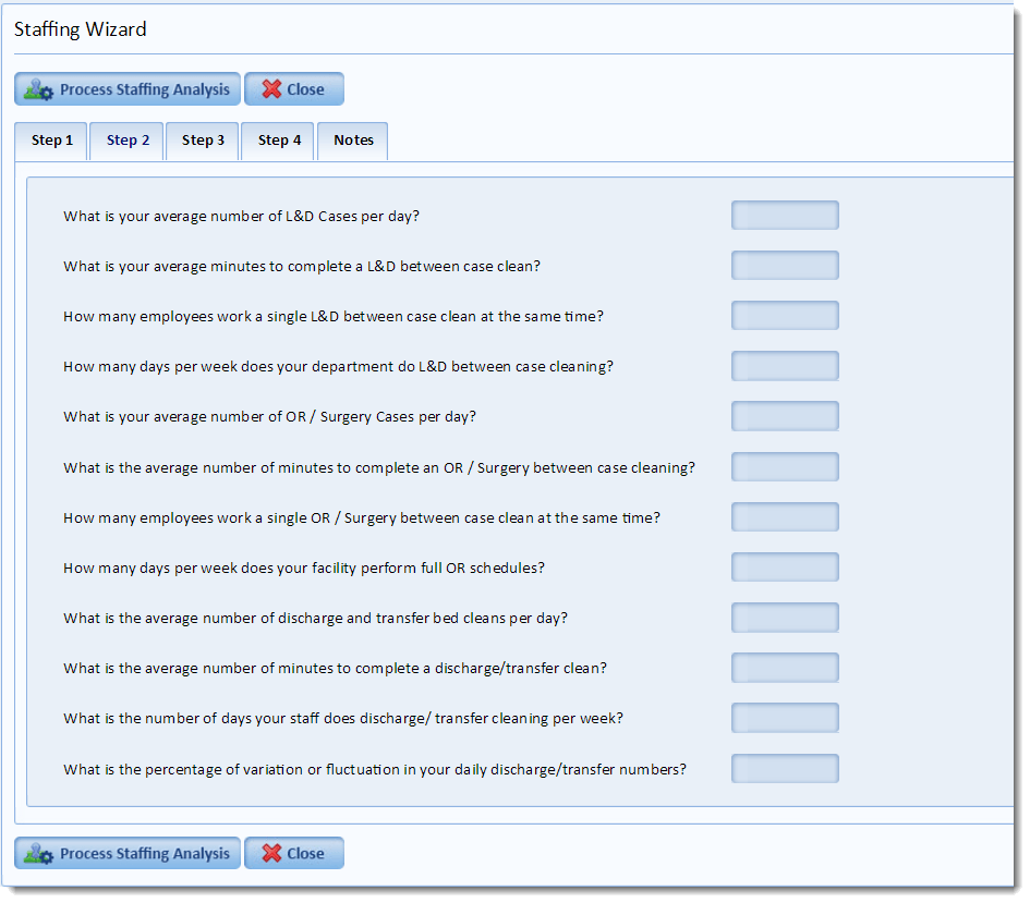 The second step of the Staffing Wizard